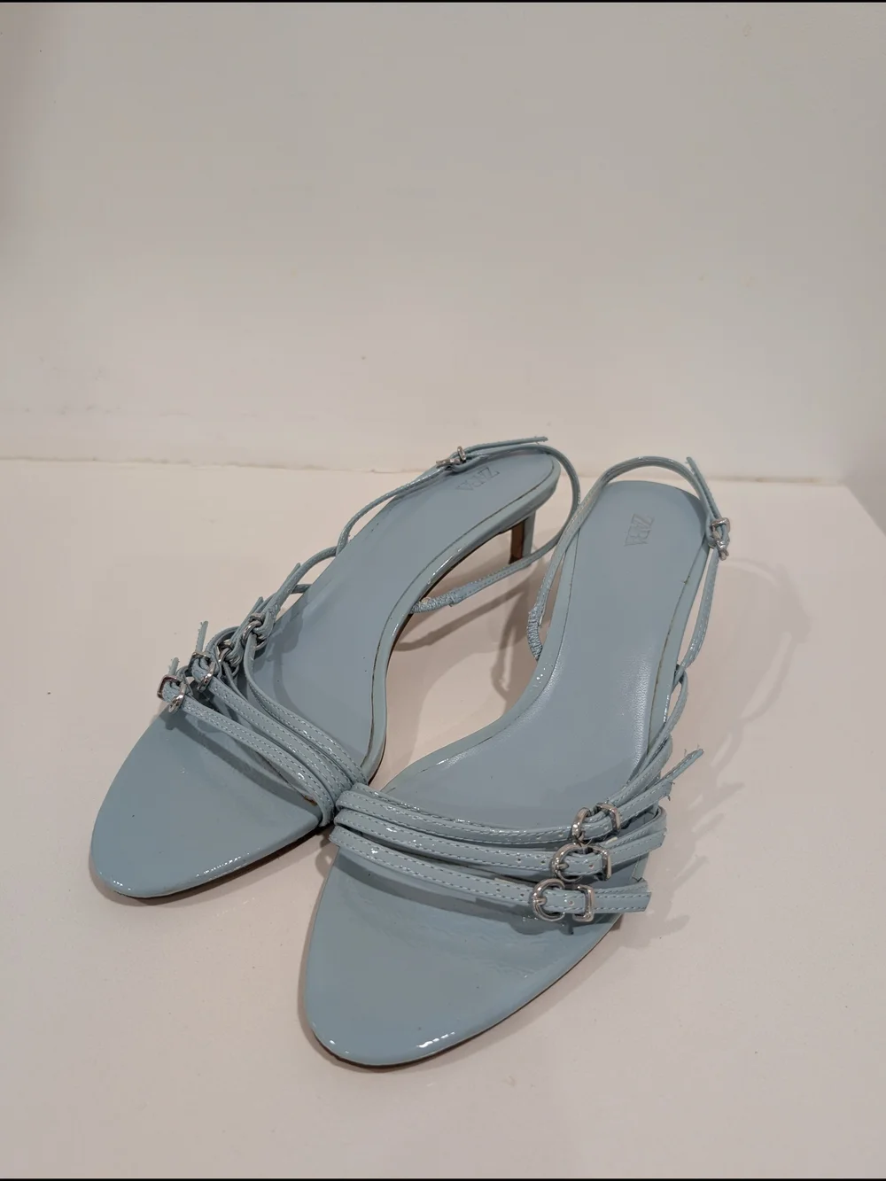 Zara Light Blue Strappy Slingback Sandals - Picture 2 of 4